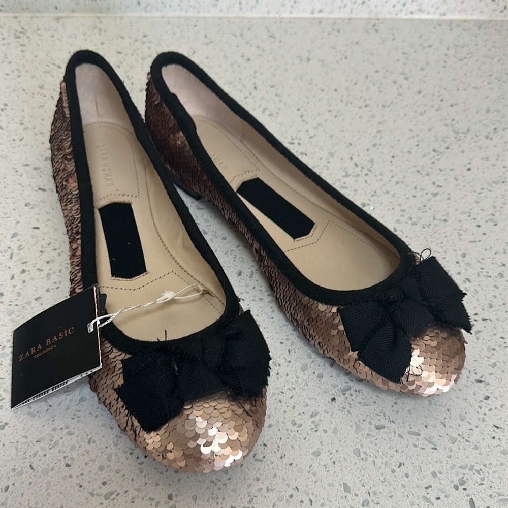 ZARA sequined ballet flats